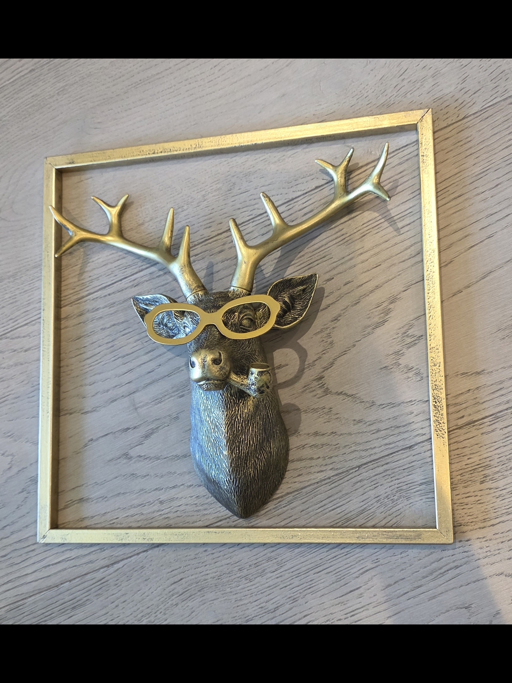 Gold Antler Deer Wall Decor with Gold Frame